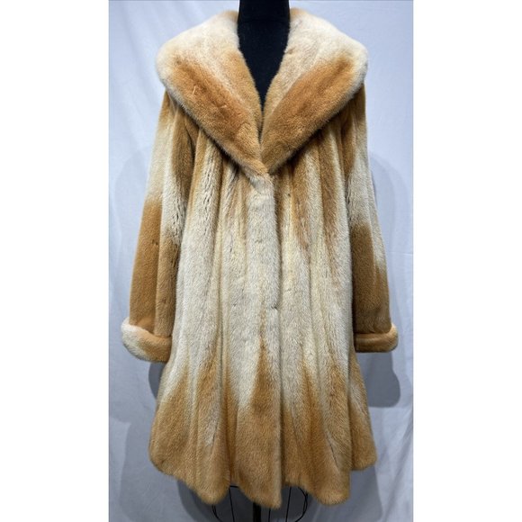 golden / tan mink 7/8 coat a-line hem (29693) - Picture 1 of 3